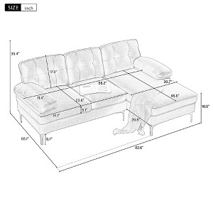 82.6" Modern Sectional Sofas Couches Polyester L-Shaped Couches for Living Room, Bedroom, Black - 1 of 4