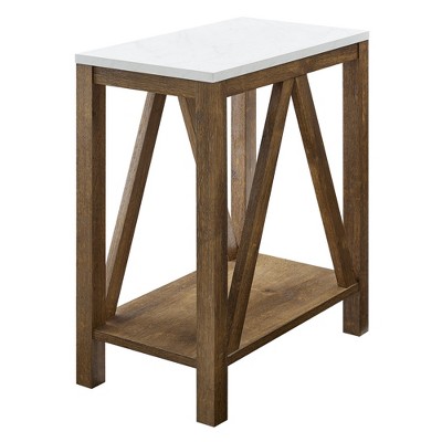Taylen A Frame Farmhouse Open Storage Side Table - Saracina Home