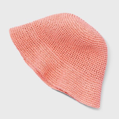 Kids' Paper Straw Hat - Cat & Jack™ Solid Coral