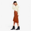 Anna-Kaci Women's Faux Leather High Waist Flounce Hem Midi Skirt with Sleek Fitted Silhouette - Small, Brown - 3 of 4