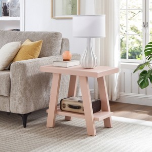 Roundhill Furniture Athens Contemporary Wood Shelf Side Table - 1 of 4