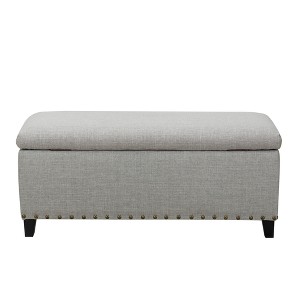 Harris Upholstered Storage Bench with Nailheads Light Gray - John Boyd Designs