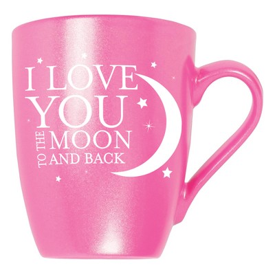 Elanze Designs Love You To The Moon And Back Princess Pink 10 ounce New Bone China Coffee Cup Mug