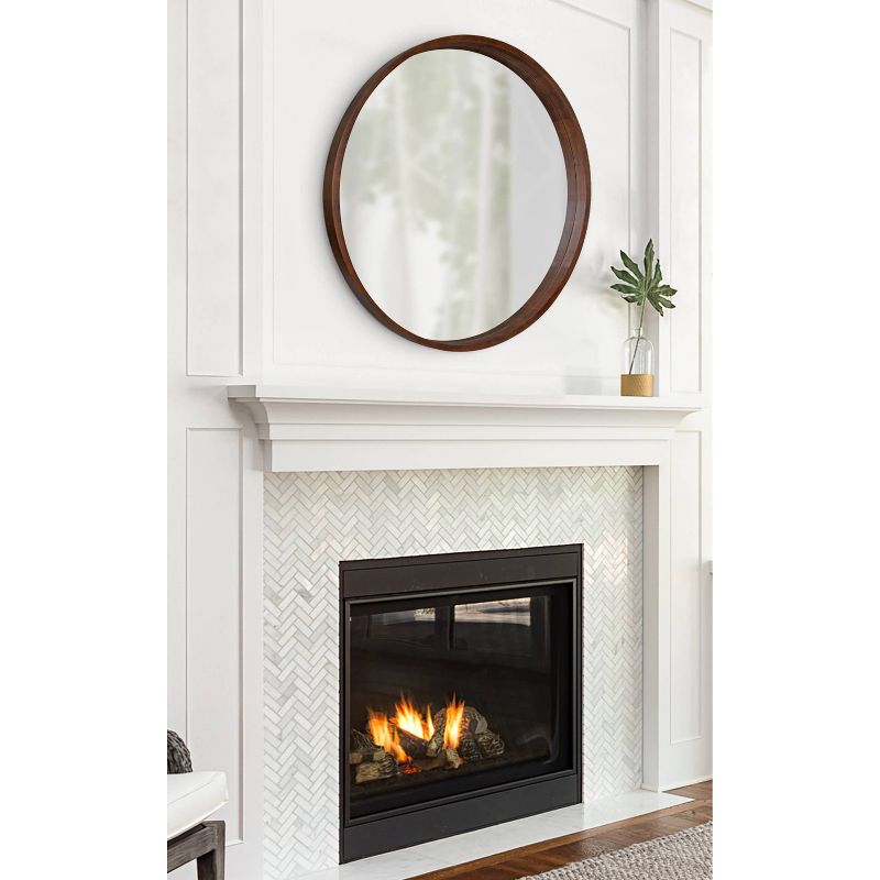 36&#34; Hutton Round Wall Mirror Walnut Brown - Kate &#38; Laurel All Things Decor, 6 of 7