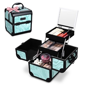 Byootique Makeup Train Case Cosmetic Organizer w/ Mirror Tray Artist - 1 of 4