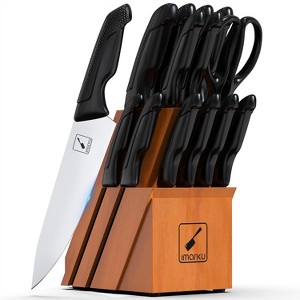 imarku 14PCS Japanese High Carbon Stainless Steel Knife Set features a built-in sharpener, non-slip handles, and dishwasher-safe design - 1 of 4