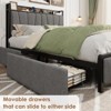 TwinFull/Queen/King Size Bed Frame with Storage Headboard and 2 Drawers, Linen Upholstered Platform Bed Frame with Charging Station - 4 of 4