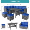 Garvee 7 Piece Outdoor Sectional Sofa with Dining Table,Patio Sectional Sofa Conversation Set All Weather Wicker Rattan Couch Dining Table & Chair - 4 of 4