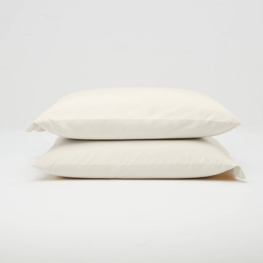 Photos - Pillowcase Standard Washed Supima Percale Solid  Set Natural - Casaluna™