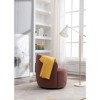 CAVINAS Teddy Fabric Swivel Accent Armchair, Barrel Chair with Ergonomic Backrest & Black Powder-Coated Metal Ring - 2 of 4