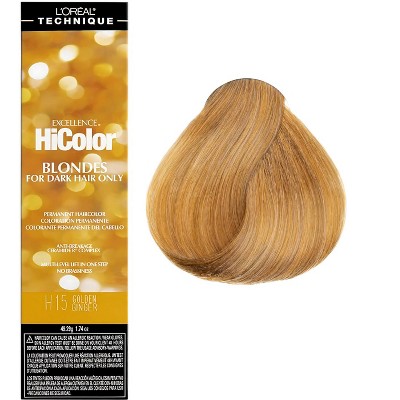 L'oreal Tecnique HiColor Blondes for Dark Hair Only (#H15 GOLDEN GINGER) Loreal HighColor Permanent Dye High Color