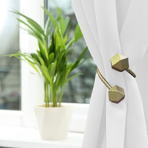 "Evideco French Home Goods Faux Leather Curtain Tiebacks with Wooden Tips – Flexible, No Installation Needed      " - 1 of 4