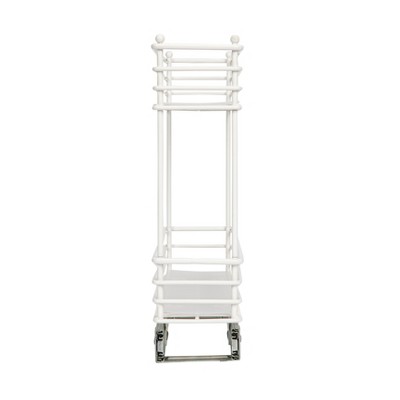 White 2-Tier Steel Pull-Out Cabinet Organizer with Plastic Liners