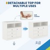 White Nursery Dresser with Changing Top – Tall Wooden Diaper Station with 3 Drawers & 2 Shelves for Kids Room (1-Piece) - 3 of 4