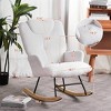 Molysoul Rocking Chair with Side Pockets, Upholstered Accent Glider Rocker Chair with High Backrest for Nursery,Living Room, Bedroom,White - 2 of 4