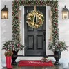 Christmas Wreath, Pre-Lit Xmas Wreath for Front Door with Gold Bowknot, Artificial Pre-Decorated Wreath with Ball Ornaments, Ribbons, Pine Cones - 4 of 4