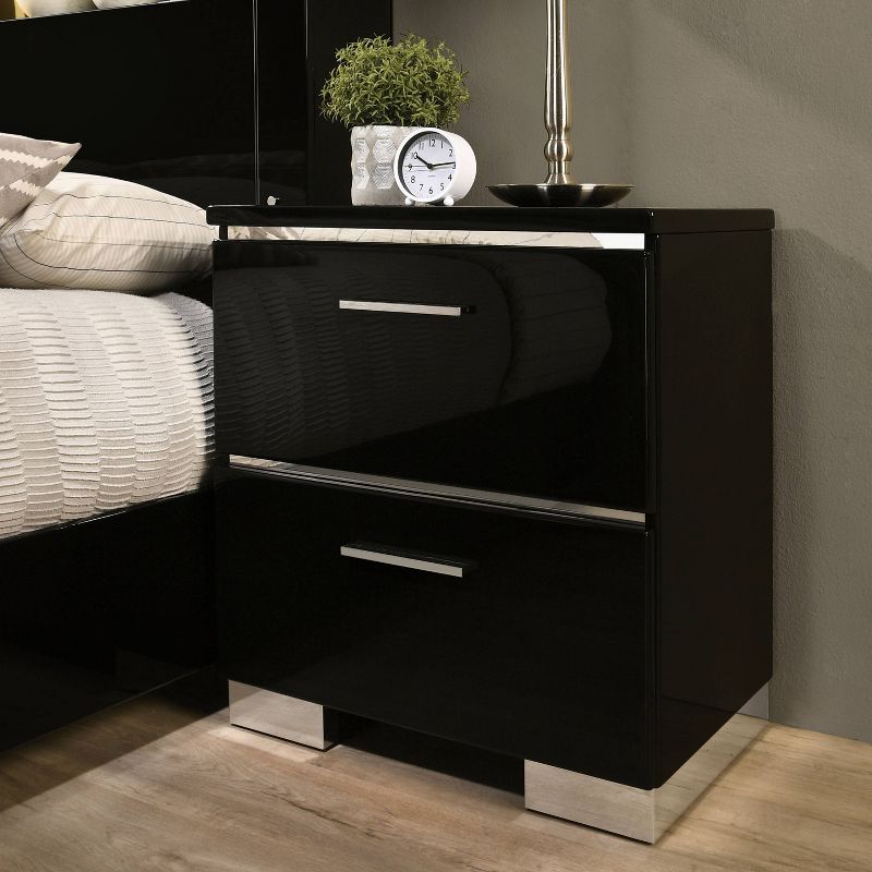2pc Shorehaven Contemporary Nightstand and Bed Set Black/Chrome - miBasics, 6 of 7