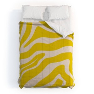 Deny Designs Angela Minca Abstract Lines Yellow Queen/Full Comforter and Sham Set (2-3pc Set) - 1 of 4