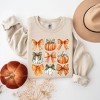 Simply Sage Market Women's Graphic Sweatshirt Coquette Fall Pumpkin and Bows - 3 of 4