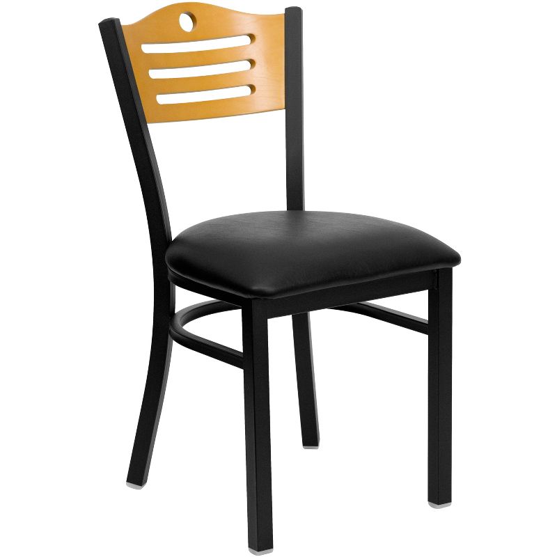 Flash Furniture Black Slat Back Metal Restaurant Chair, 1 of 12