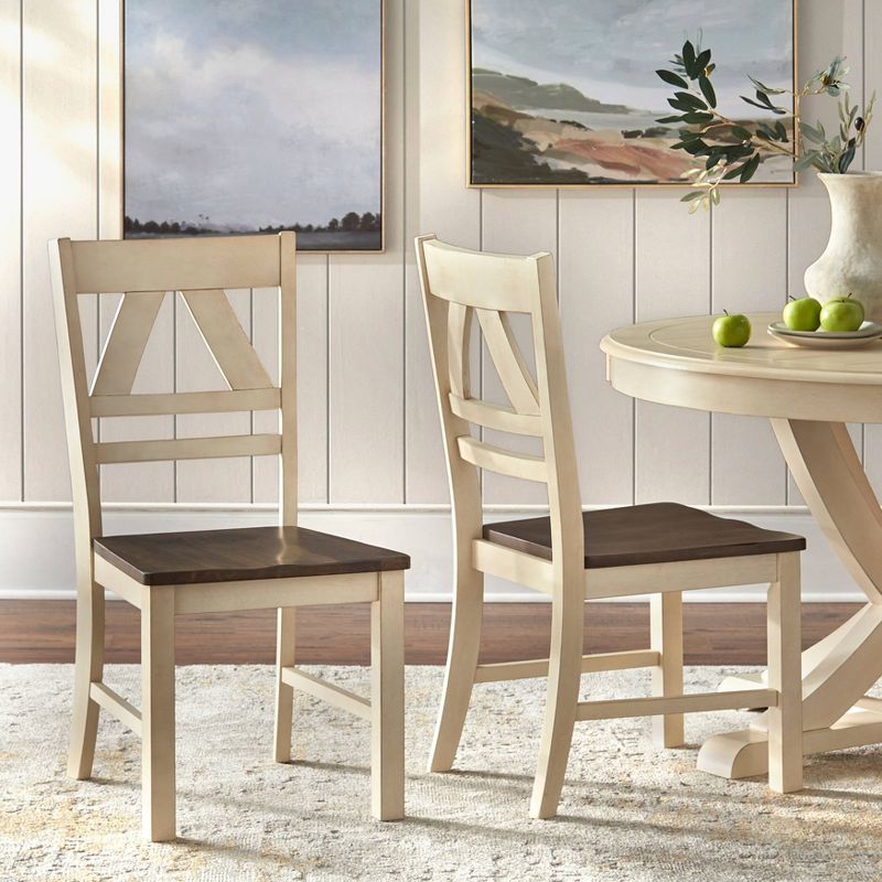 Set of 2 Vintner Dining Chairs Antique White - Buylateral, 3 of 5