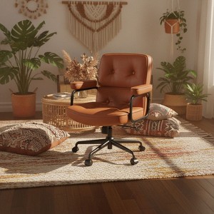 SUGOLD Brown Office Chair, Comfortable Desk Chair with Lumbar Support and Wide Seat, Ergonomic Task Chair for Home & Office - 1 of 4