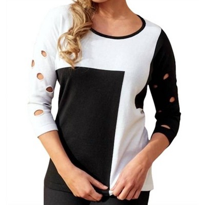 Women's Color Block Crew Sweater - ANGEL