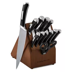 Calphalon 2078923 Precision SharpIN Nonstick High Carbon No Stain German Steel 13-Piece Knife Set with Built In Ceramic Sharpening Block, Brown