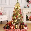 4.5ft Pre-Lit Artificial Xmas Tree with Pine Needles, Prelit Christmas Tree with 108 Warm White Lights, Hinged Branches and  Vintage Potted Base - 2 of 4
