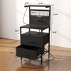 Infurnic Nightstands Iron Mesh Cloth Drawn Nightstand Double With Drawer, Open Compartment, Elegant And Simple Design, Black, 15.75"*11.81"*35.31" - 3 of 4