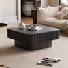 31" Square Coffee Table with Hidden Storage, Wood Veneer Accent Table with Flip‑Top Lid and Slatted Sides for Living Room or Apartment-Koiai - 4 of 4