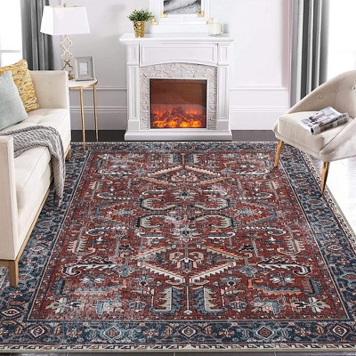 Area Rugs for Living Room Boho Rug Non Slip Bedroom Rug Soft Distressed Vintage Oriental Rugs