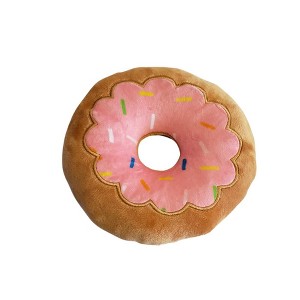 American Pet Supplies Donut Plush Dog Toy – Ideal for Fetching, Tug-of-War, Gentle Chewing – Strawberry - 1 of 4