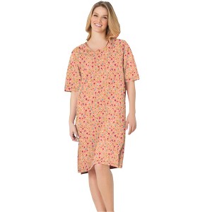 Dreams & Co. Women's Plus Size Short-Sleeve Sleepshirt - 1 of 4