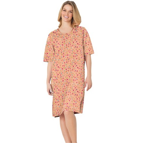 Dreams & Co. Women's Plus Size Short-sleeve Sleepshirt - M/l, Blue : Target