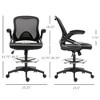 Mesh Drafting Chair, Tall Office Chair with Lumbar Support, Flip-Up Armrests, Footrest Ring and Adjustable Seat Height - 3 of 4