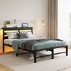 CAVINAS Queen Size Bed Frame with Wooden Headboard, Metal Bed Frame with RGB Lights, Charger, Storage Shelf, Noise-Free - 3 of 4