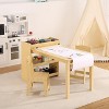 Kids desk and Chair Set, Wooden Art Desk with Paper Roller, Paint Cups & Storage Shelves, 2 in 1 Craft Activity Table for Drawing Painting Writing - 3 of 4