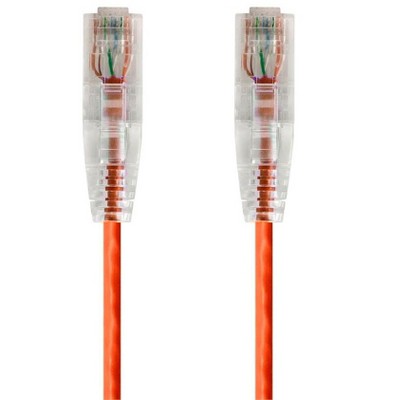 Monoprice Cat6 Ethernet Patch Cable - 10 feet - Orange, Snagless RJ45 Stranded 550MHz UTP CMR Riser Rated Pure Bare Copper Wire 28AWG - SlimRun Series