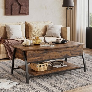 Bestier 42" Lift Top Coffee Table, Wooden Rising Tabletop Oval Center Table for Living Room - 1 of 4