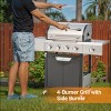 4-Burner Stainless Steel Propane Gas Grill with Side Burner, Electronic Ignition, Ample Cooking Space & Construction for Outdoor BBQ-Coolbibila - 3 of 4