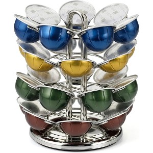 Coffee Pod Carousel ¨C Nickel Chrome Finish, 28 Pod Capsule Holder, Spins 360-Degrees, Lazy Susan Platform, Home or Office Kitchen Counter Organizer - 1 of 4
