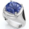 Pompeii3 5Ct Cushion Blue Sapphire Button Ring 14k Gold Lab Created - 2 of 4