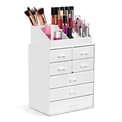 Sorbus Medium 7 Drawer Makeup Organizer Case with Lipstick Slots & Makeup Brush Holders (