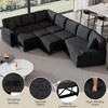 VYNXARIA 126in L-shaped Sofa Sectional Sofa Couch Pull-out Sofa Bed with Charging Devices and Cup Holders for Living Room, Blue Black - 2 of 4