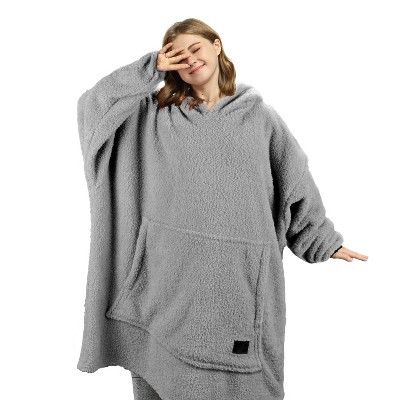 Tirrinia Women Men Fleece Blanket Hoodie Sweatshirt, Oversized Wearable Blanket Pullover with Hooded, Gift for Woman
