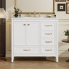 Lyngins 36" Freestanding Bathroom Vanity with Sink, Vintage Bathroom Storage Cabinet with Soft-Closing Door, Pine Wood Frame/Legs, Multi-Tier Storage - 2 of 4