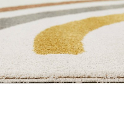 Gold and Gray Synthetic Rectangular Kids' Rug, 4' x 6'