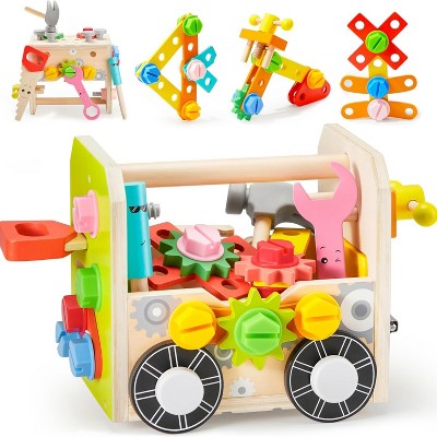 Joyfy Montessori Toys for Toddlers 3 4 5 6 Year Old, 51Pcs Kids Tool Set,Wooden Educational Learning Construction Toys for Boys & Girls, Birthday Gift