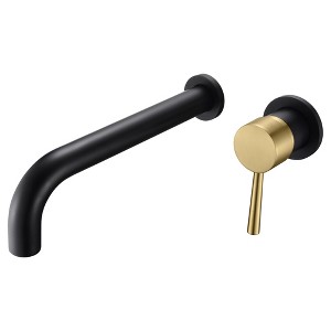 Sumerain Wall Mount Tub Faucet Bathroom Bathtub Faucet with Long Tub Filler Spout Black and Gold - 1 of 4
